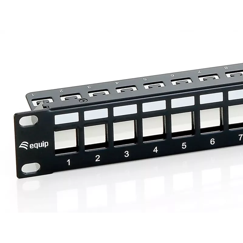 Equip Patch Panel Keystone 24 portas Cat.6 blindado, preto, Cat6, montagem em rack, 1U, preto, 92,5 mm, 483 mm