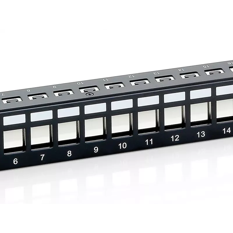 Equip Patch Panel Keystone 24 portas Cat.6 blindado, preto, Cat6, montagem em rack, 1U, preto, 92,5 mm, 483 mm