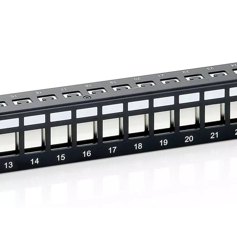 Equip Patch Panel Keystone 24 portas Cat.6 blindado, preto, Cat6, montagem em rack, 1U, preto, 92,5 mm, 483 mm