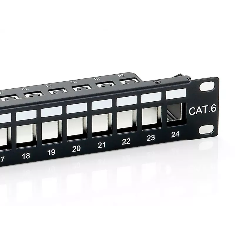 Equip Patch Panel Keystone 24 portas Cat.6 blindado, preto, Cat6, montagem em rack, 1U, preto, 92,5 mm, 483 mm