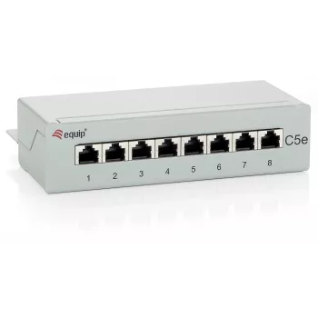 Equip Patch Panel de secretária 8 portas Cat.5e, cinzento-claro, RJ-45, dourado, Cat5e, cinzento, ANSI/TIA/EIA 568, -40 - 80 °C