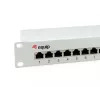 Equip Patch Panel 12 portas Cat.6 blindado, cinzento-claro, Gigabit Ethernet, 1000 Mbit/s, RJ-45, Cat6, Cat6e, 1U, cinzento
