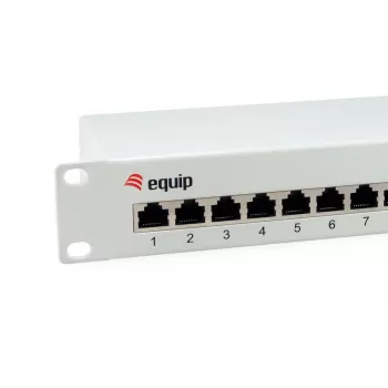 Equip Patch Panel 12 portas Cat.6 blindado, cinzento-claro, Gigabit Ethernet, 1000 Mbit/s, RJ-45, Cat6, Cat6e, 1U, cinzento