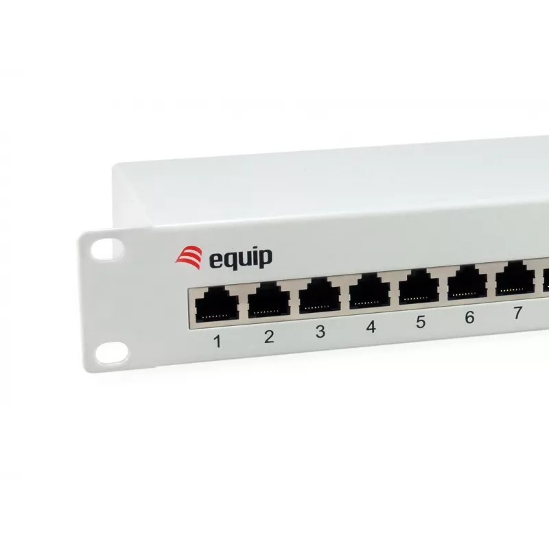 Equip Patch Panel 12 portas Cat.6 blindado, cinzento-claro, Gigabit Ethernet, 1000 Mbit/s, RJ-45, Cat6, Cat6e, 1U, cinzento