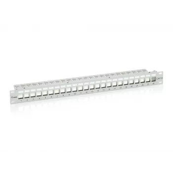 Equip Patch Panel Keystone 24 portas Cat.6 blindado, cinzento-claro