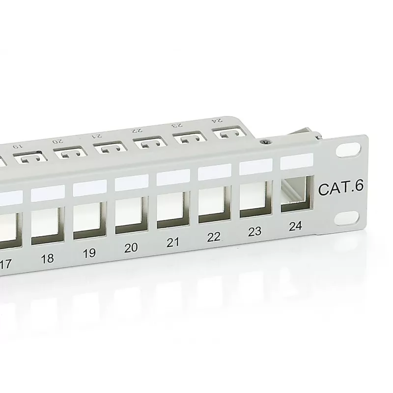 Equip Patch Panel Keystone 24 portas Cat.6 blindado, cinzento-claro