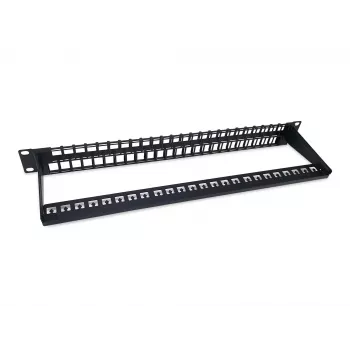 Equip Patch Panel Keystone 48 portas Cat.6 não blindado, preto, RJ-45, Cat6, 1U, preto, aço, REACH, RoHS