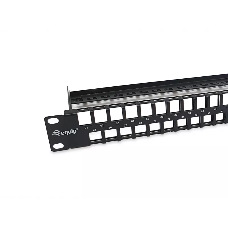 Equip Patch Panel Keystone 48 portas Cat.6 não blindado, preto, RJ-45, Cat6, 1U, preto, aço, REACH, RoHS
