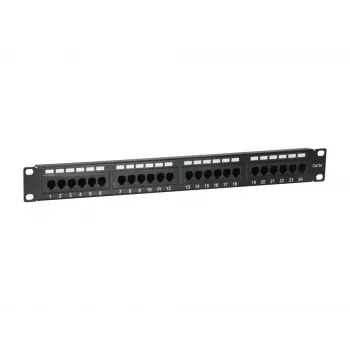 Equip Patch Panel 24 portas Cat.5e não blindado, preto, Cat5e, montagem em rack, 1U, preto, RoHS, CE