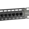 Equip Patch Panel 24 portas Cat.5e não blindado, preto, Cat5e, montagem em rack, 1U, preto, RoHS, CE