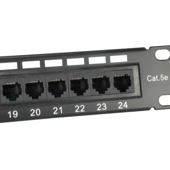 Equip Patch Panel 24 portas Cat.5e não blindado, preto, Cat5e, montagem em rack, 1U, preto, RoHS, CE