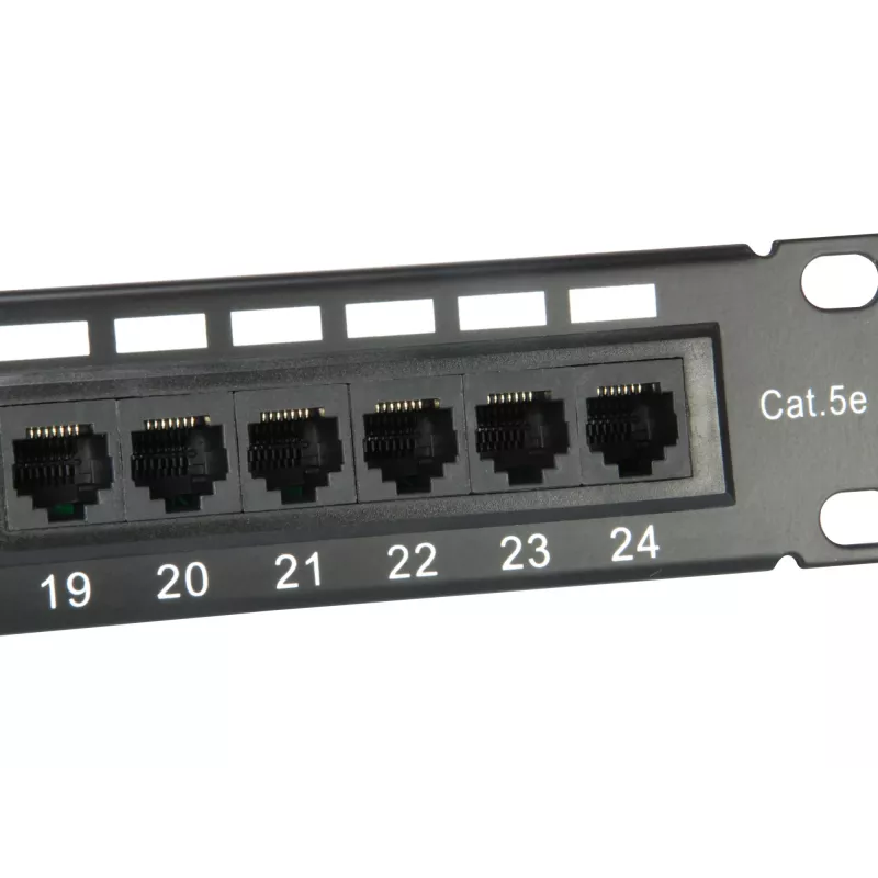 Equip Patch Panel 24 portas Cat.5e não blindado, preto, Cat5e, montagem em rack, 1U, preto, RoHS, CE
