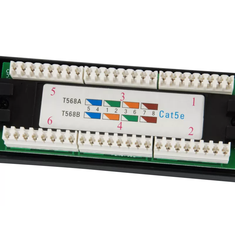 Equip Patch Panel 24 portas Cat.5e não blindado, preto, Cat5e, montagem em rack, 1U, preto, RoHS, CE