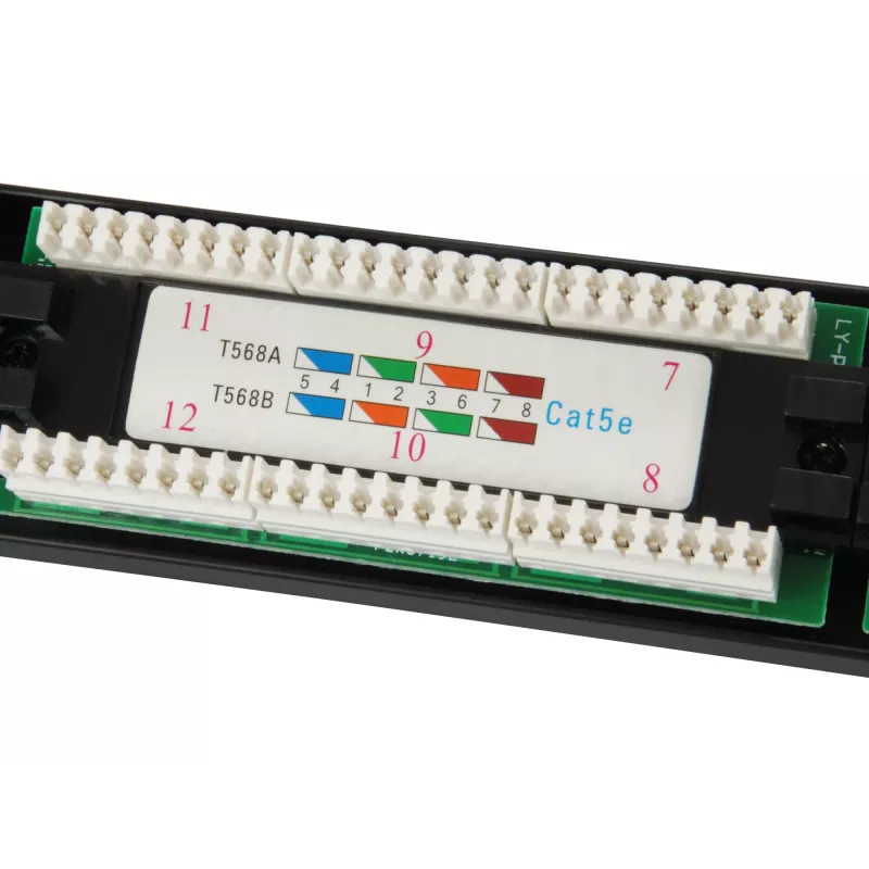 Equip Patch Panel 24 portas Cat.5e não blindado, preto, Cat5e, montagem em rack, 1U, preto, RoHS, CE
