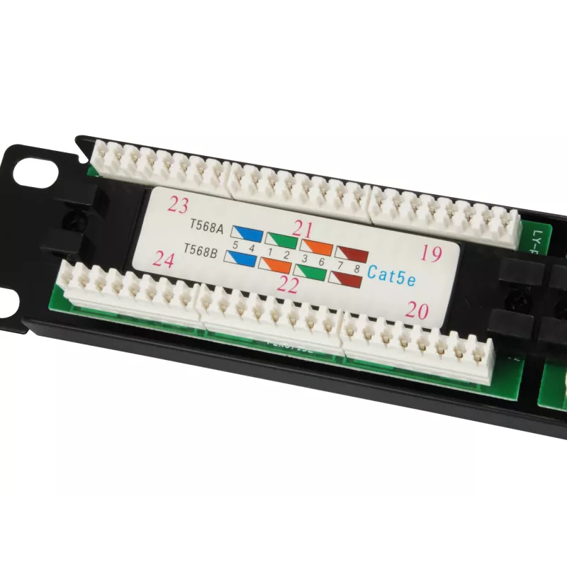 Equip Patch Panel 24 portas Cat.5e não blindado, preto, Cat5e, montagem em rack, 1U, preto, RoHS, CE