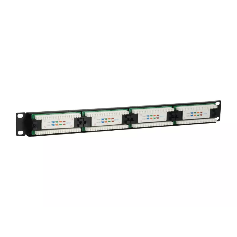 Equip Patch Panel 24 portas Cat.5e não blindado, preto, Cat5e, montagem em rack, 1U, preto, RoHS, CE