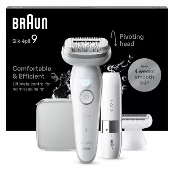 Depiladora BRAUN Silk-épil 9 SES9-341 — 40 pinças, Wet & Dry, 50 min. de bateria, 2 velocidades, branco