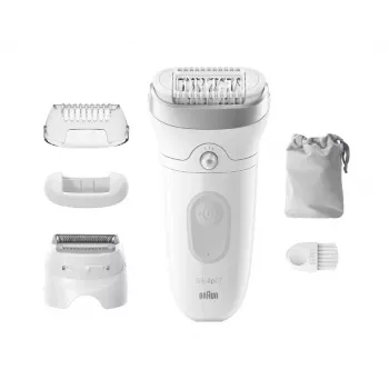 Depiladora BRAUN Silk-épil 7 7-041 — depiladora sem fios para húmido e seco com MicroGrip, massagem, máquina de barbear e aparador de biquíni, cinzento/branco