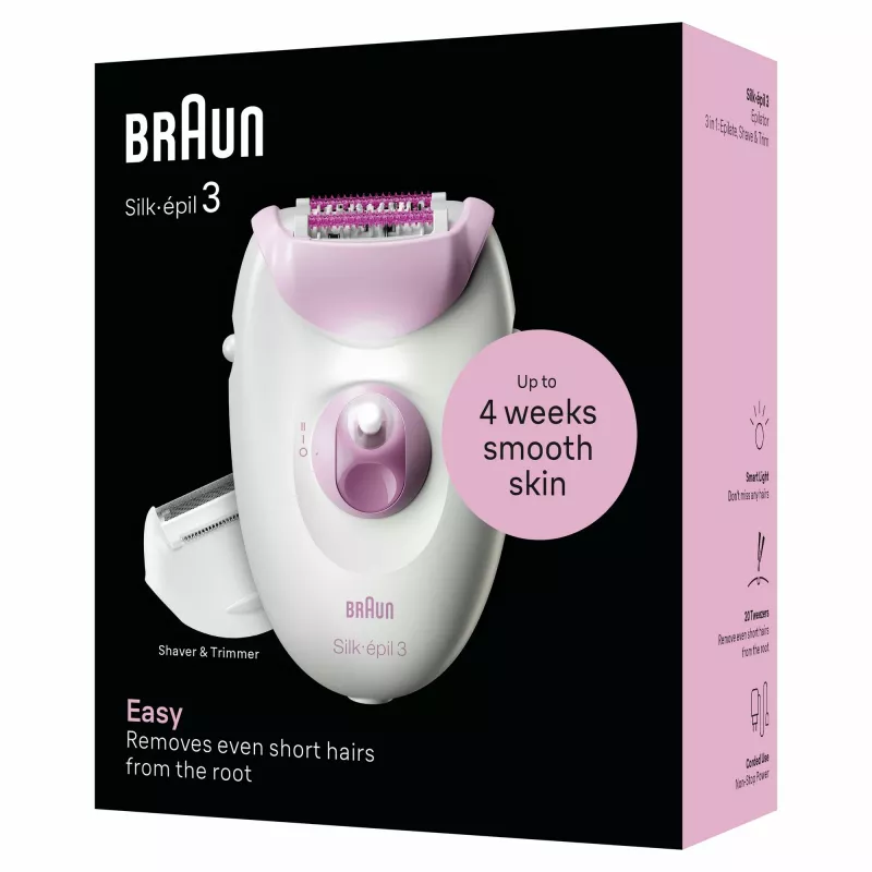 Depiladora Braun Silk-épil 3 3-031 20 pinças rosa branco
