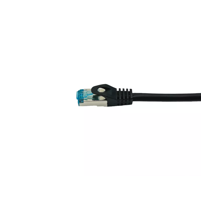 Cabo patch Equip Cat.6A S/FTP, ficha angular para reta, 2,0 m, preto