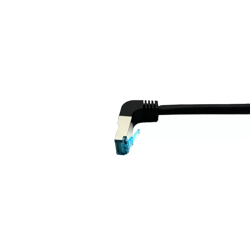Cabo patch Equip Cat.6A S/FTP, ficha angular para ficha reta, 3,0 m, preto
