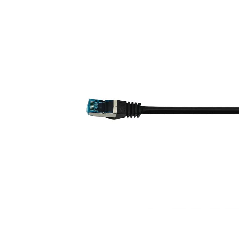 Cabo patch Equip Cat.6A S/FTP, ficha angular para ficha reta, 3,0 m, preto