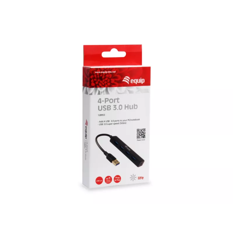 Hub de interfaces Equip 128953 USB 3.2 Gen 1 (3.1 Gen 1) Type-A 5000 Mbit/s preto