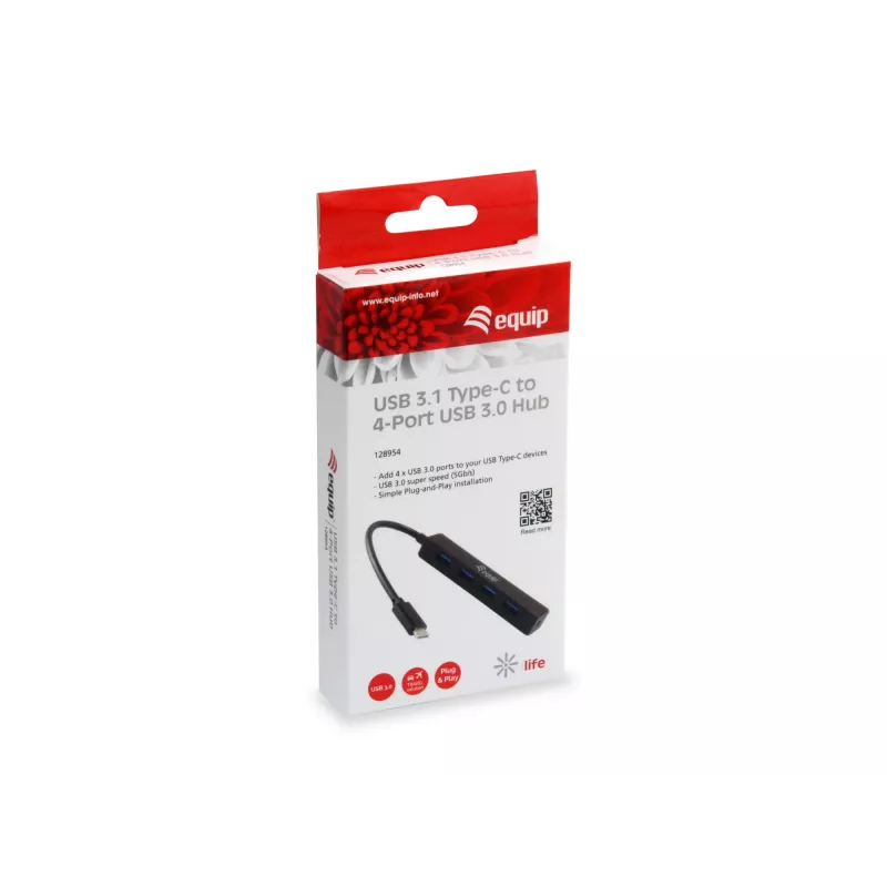 Hub de interfaces Equip 128954 USB 3.2 Gen 1 (3.1 Gen 1) Type-C 5000 Mbit/s preto