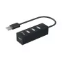 Hub USB 2.0 Equip de 4 portas, USB 2.0, USB 2.0, 480 Mbit/s, preto, China, CE, RoHS
