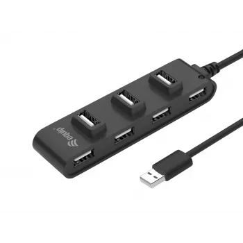 Hub USB 2.0 Equip de 7 portas, USB 2.0, USB 2.0, 480 Mbit/s, preto, China, CE, RoHS