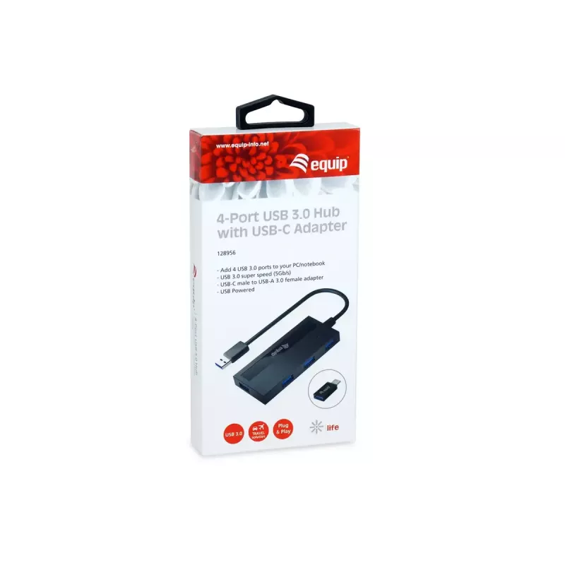 Hub USB 3.0 Equip de 4 portas com adaptador USB-C