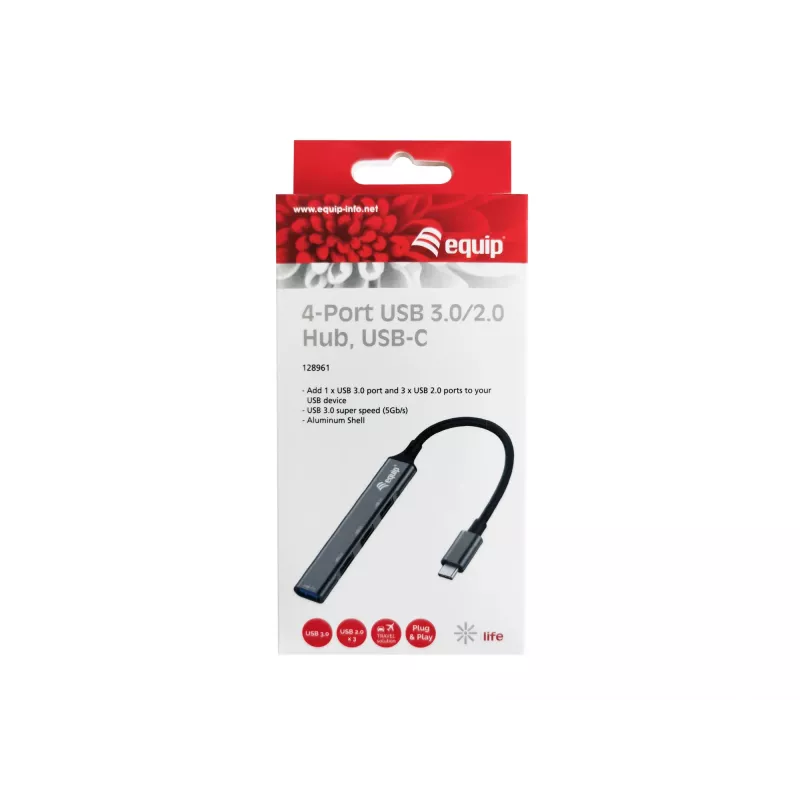 Hub USB Equip de 4 portas USB 3.0/2.0 USB-C