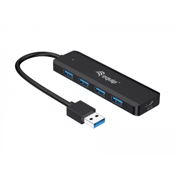Hub USB 3.2 Gen 1 Equip de 4 portas com adaptador USB-C preto 5000 Mbit/s