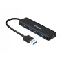 Hub USB 3.2 Gen 1 Equip de 4 portas com adaptador USB-C preto 5000 Mbit/s