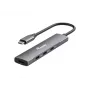 Equip 128963 hub USB-C de 4 portas USB 3.2 Gen 1 (3.1 Gen 1), 4x USB-C, 5 Gbit/s, alumínio, sem adaptador de corrente, preto/prateado