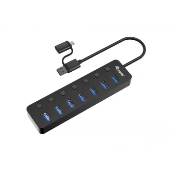 Hub USB Equip de 7 portas USB 3.2 Gen 1 com fonte de alimentação