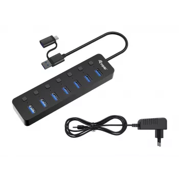 Hub USB Equip de 7 portas USB 3.2 Gen 1 com fonte de alimentação
