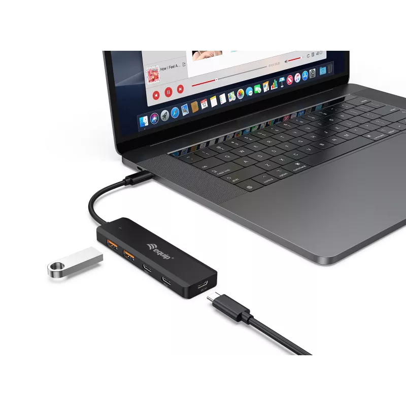 Hub USB-C Equip de 4 portas USB 3.2 Gen 2 (10 Gbit/s), USB-C x 2, USB-A x 2