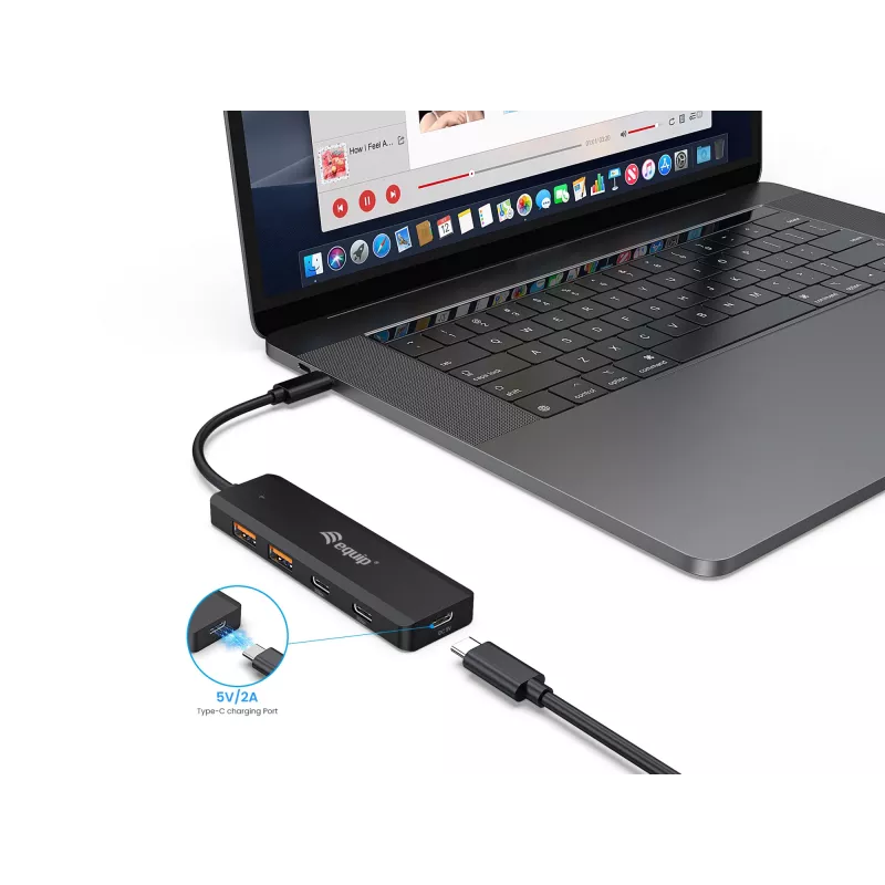 Hub USB-C Equip de 4 portas USB 3.2 Gen 2 (10 Gbit/s), USB-C x 2, USB-A x 2
