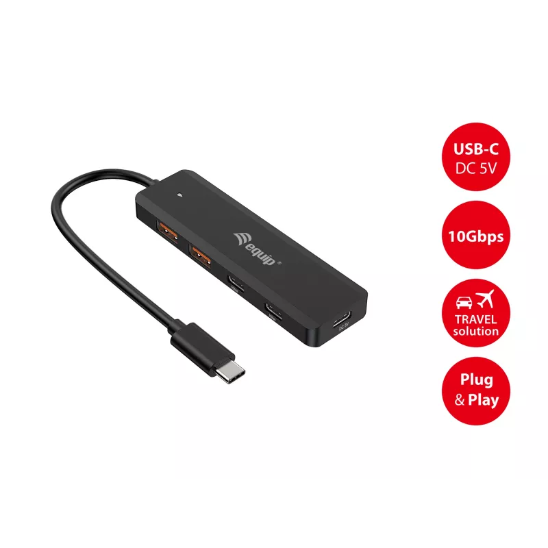 Hub USB-C Equip de 4 portas USB 3.2 Gen 2 (10 Gbit/s), USB-C x 2, USB-A x 2