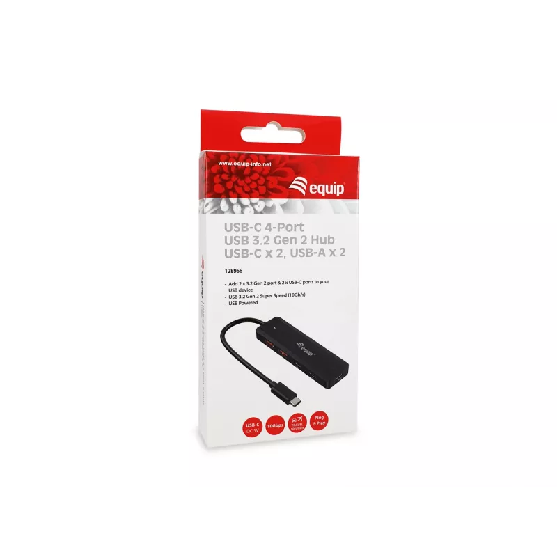 Hub USB-C Equip de 4 portas USB 3.2 Gen 2 (10 Gbit/s), USB-C x 2, USB-A x 2