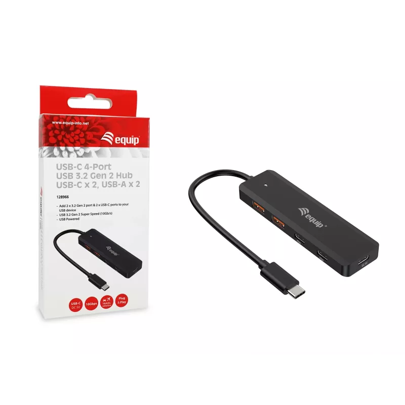 Hub USB-C Equip de 4 portas USB 3.2 Gen 2 (10 Gbit/s), USB-C x 2, USB-A x 2