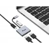 Adaptador dual-HDMI 4-em-1 Equip USB-C, USB 3.2 Gen 1 (3.1 Gen 1) Type-C, prateado, 4K Ultra HD, 30 Hz, HDMI, alumínio