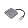 Adaptador dual-HDMI 4-em-1 Equip USB-C, USB 3.2 Gen 1 (3.1 Gen 1) Type-C, prateado, 4K Ultra HD, 30 Hz, HDMI, alumínio