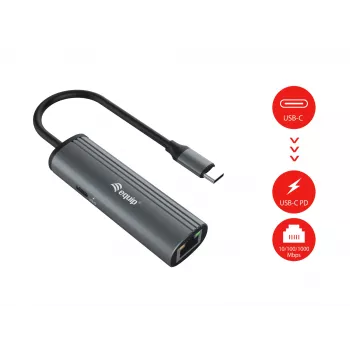 Adaptador Equip USB-C para RJ45 Gigabit + PD USB Type-C 100W
