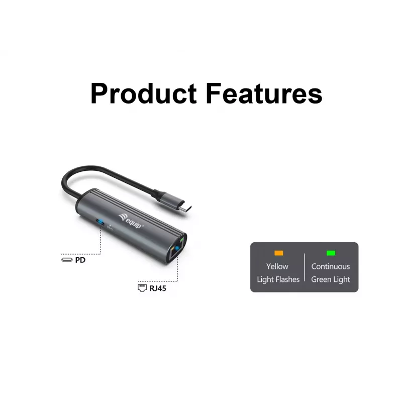 Adaptador Equip USB-C para RJ45 Gigabit + PD USB Type-C 100W