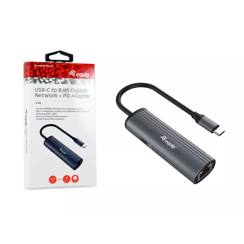 Adaptador Equip USB-C para RJ45 Gigabit + PD USB Type-C 100W