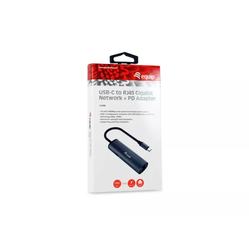 Adaptador Equip USB-C para RJ45 Gigabit + PD USB Type-C 100W