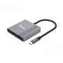 Equip 133488 adaptador 3 em 1 de USB-C para HDMI / USB-A / USB PD, USB 3.2 Gen 1 (3.1 Gen 1), 4K/60 Hz, 100 W PD, alumínio, preto/cinzento
