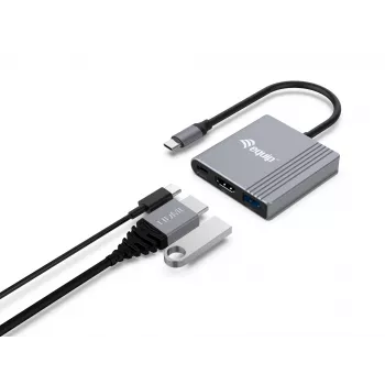 Adaptador 3-em-1 Equip USB-C para HDMI / USB-A / USB PD, 3.2 Gen 1 (3.1 Gen 1), USB Type-C, saída HDMI, 3840 x 2160 píxeis
